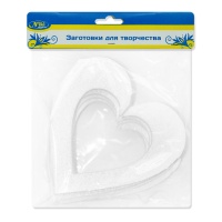 Фигура из пенопласта, (15см), Сердце, Вензель, Белый,  5 шт.