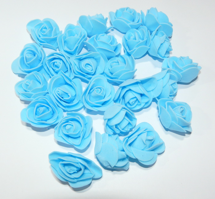 Головки цветов (35мм), Роза мелкая, светло-голубой, 10 шт.