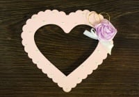 Рамка для фото "Сердце" с розой (13*0,6*12) МДФ 3мм, окраш., оформ., Розовый-сиреневый, 1 шт.