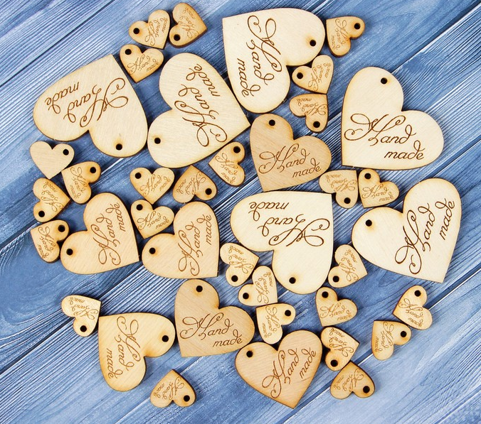 Набор бирок, Hand made, сердечки, 39 шт.
