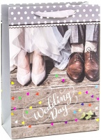 Пакет подарочный (22*30*10см) С Днем Свадьбы! разноцветные сердечки), 1шт.