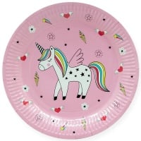 Тарелки (9''/23 см) Радужный единорог, Розовый, 6 шт.