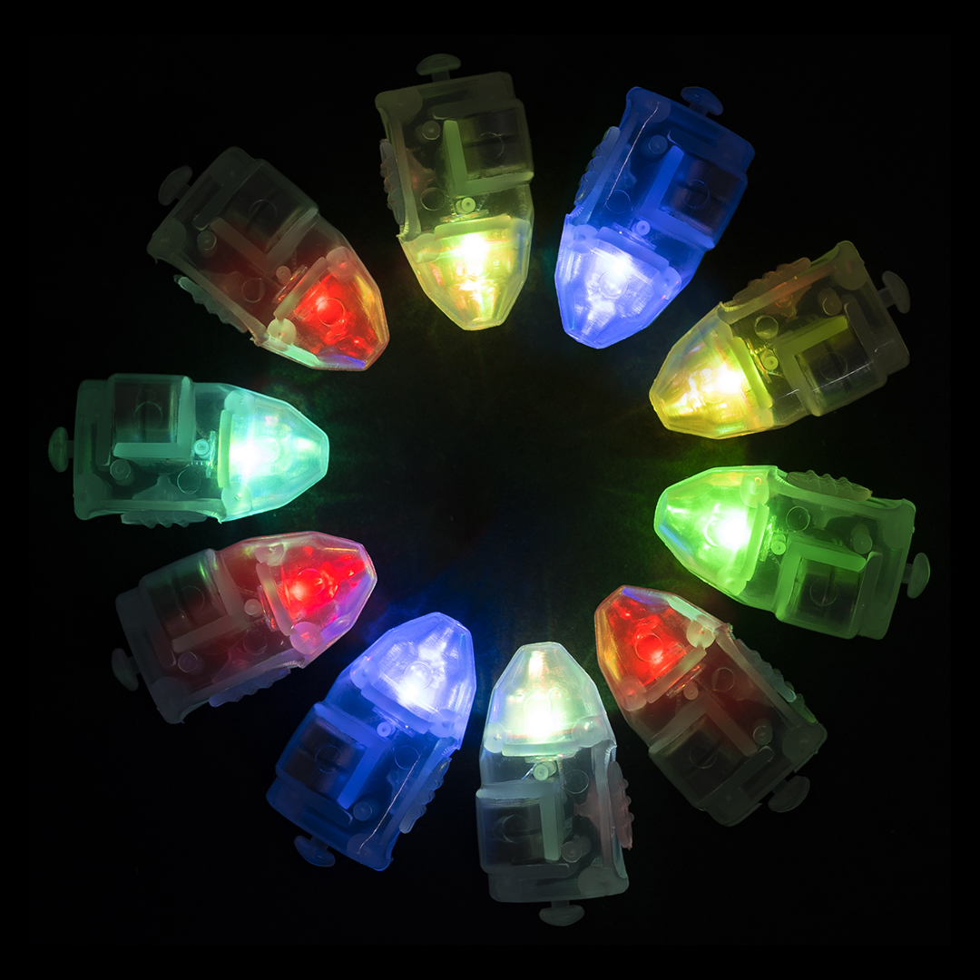 Подсветка в шар, постоянное свечение, 3*1,5*1,1 см, Разноцветный, 10 шт.