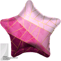Шар (19''/48 см) Звезда, Диагонали, Фуше, 1 шт. в упак.