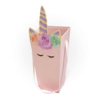 Коробка для цветов (15,4*15,4*30,5см), Единорожек, Розовая, 1 шт.