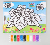 Фреска с цветным основанием, "Цветочки", 9 цветов песка по 2 г, 1 шт.