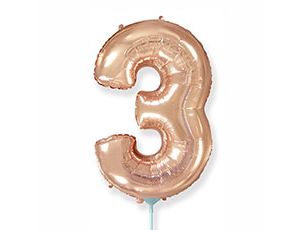 Шар (16"/41 см) Цифра 3, розовое золото, 1 шт.