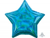 Шар (19"/48см) Звезда, блеск, Переливы Голубой, 1 шт.
