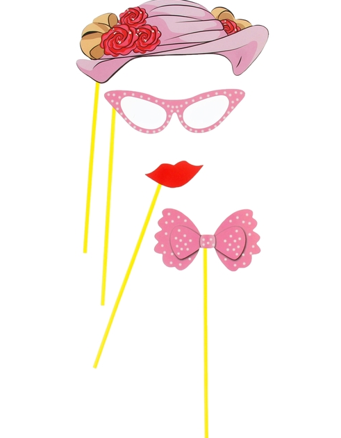 Набор аксессуаров для фотосессии на палочке "Дамочка", 4 предмета: шляпка, очки, бабочка, губки.