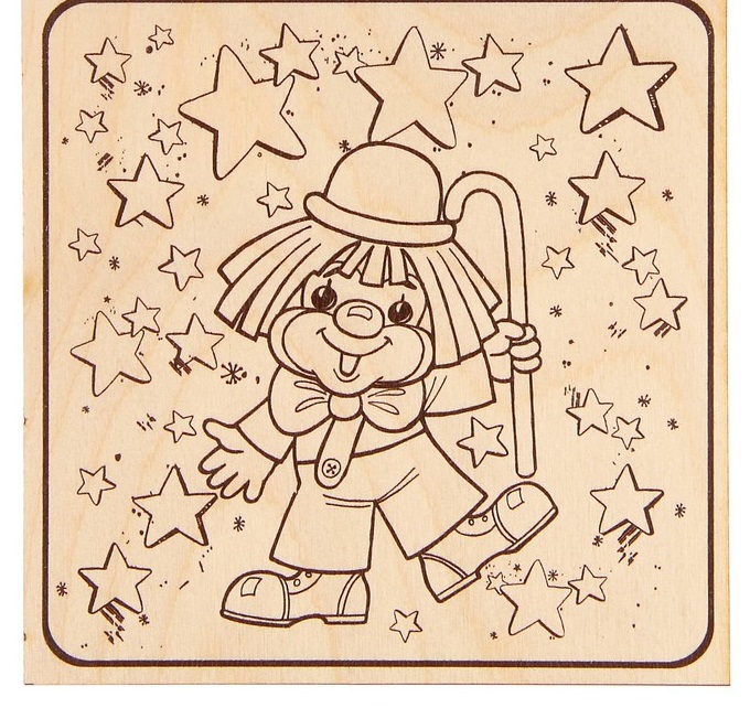 Доска для выжигания "Клоун", 1 шт.