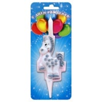 Свеча Цифра "4", Лошадка, 1 шт.