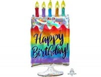 1207-3801_m1 Шар (30"/76см) Фигура, Торт радуга переливы, 1 шт.