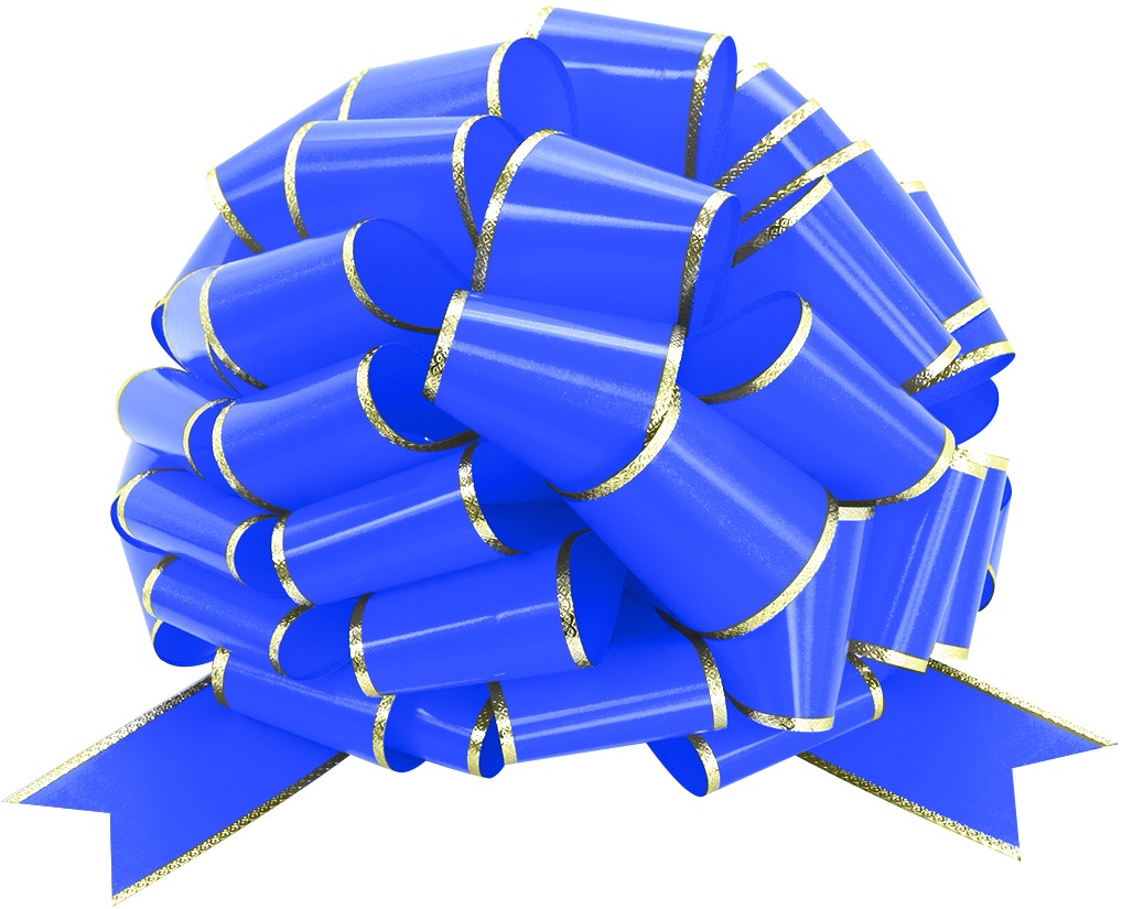 Бант Шар (36см) Золотая полоска, Синий, Металлик, 1 шт.