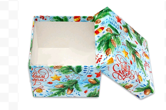 Коробка квадрат (7*7*4см), "С новым годом, 1 шт.