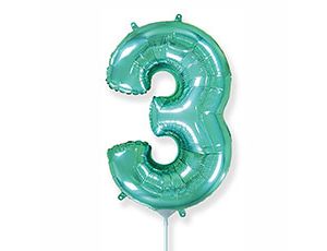 Шар (16"/41 см) Цифра 3, тиффани, 1 шт.