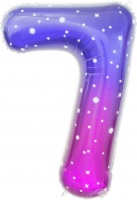 Шар (34''/86см) Цифра, 7 Сияющий космос, Сиреневый, Градиент, 1 шт. в упак.