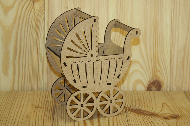 Подарочная упаковка (14,5*8,5*18,5см), Коляска, МДФ 3мм, неокраш., 1 шт.