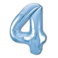 Шар (40''/102 см) Цифра, 4, Slim, Светло-Голубой 1 шт.