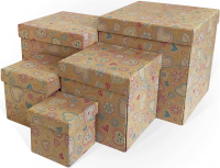 Коробка-Сюрприз (12*12*12 см), Рисунки сердец, Крафт, 1 шт.