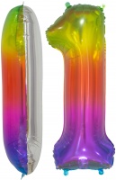 Шар (34''/86см) Цифра, 1, Мармеладный леденец, Градиент, в упаковке 1 шт.