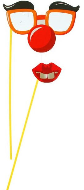 Аксессуар для фотосессии на палочке гигант, 2 предмета: губки, очки с бровями.