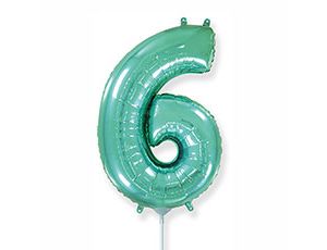 Шар (16"/41 см) Цифра 6, тиффани, 1 шт.