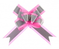 Бант-бабочка (5см), Розовый, с полосой, 5 шт. 