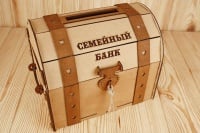 Сундук "Семейный банк" (32*22*23,5) МДФ 3мм, окрашен. морилкой, оформл., Орех-мокко, 1 шт. 