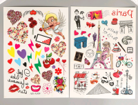 Татуировка на тело цветная (27*15,5 см), "Любовь и Париж", МИКС, 1 шт.