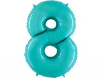 Шар (40"/102см) Цифра, "8", Голубой, в упаковке, 1 шт.