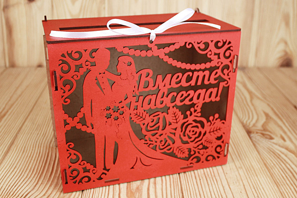 Семейный банк "Вместе навсегда" (24*14*20) МДФ 3мм, окрашен., оформл., Красный, 1 шт.