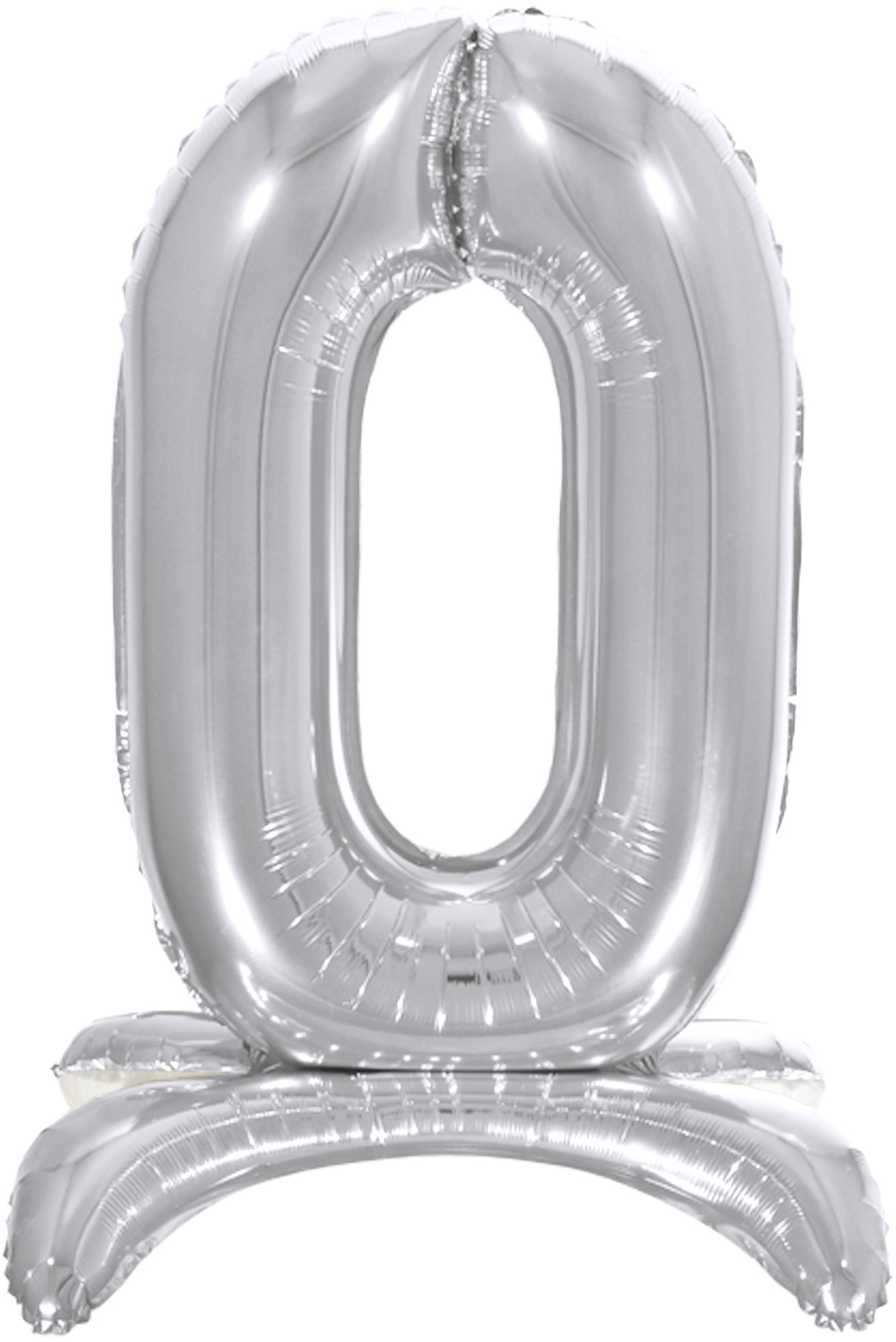 Шар (32''/81 см) Цифра, 0 на подставке, Серебро, в упак., 1 шт. 