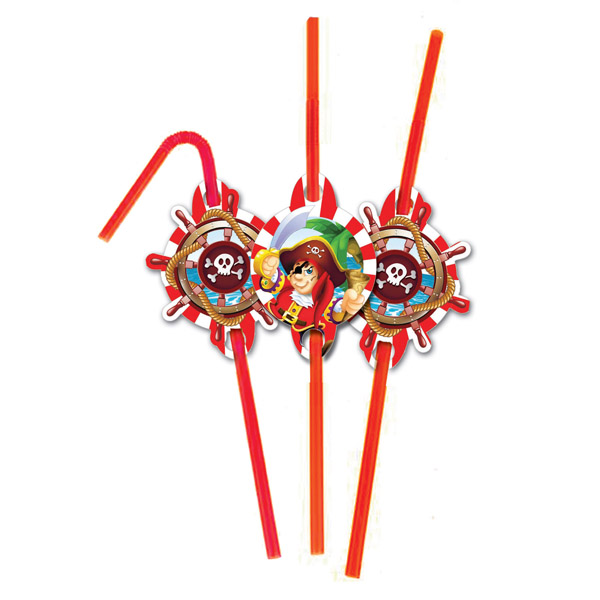 Трубочки для коктейля, Веселый Пират, микс, 6 шт.