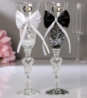 Набор свадебных бокалов «Бант», чёрно-белый, 1 шт.