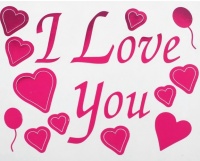 Наклейки на полимерные шары, "Я тебя люблю", сердца, розовый, 1 шт.
