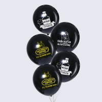 Шар (12"/30 см), "Будь всегда на пофигизме 18+", черный, пастель, 5 шт.