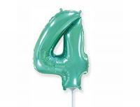 Шар (16"/41 см) Цифра 4, тиффани, 1 шт.