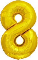 Шар (32''/81см) Цифра, 8, ЭКО, Slim, Золото, 1 шт.