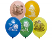 Шар (12"/30 см) Маша и Медведь, ассорти, 5 шт.