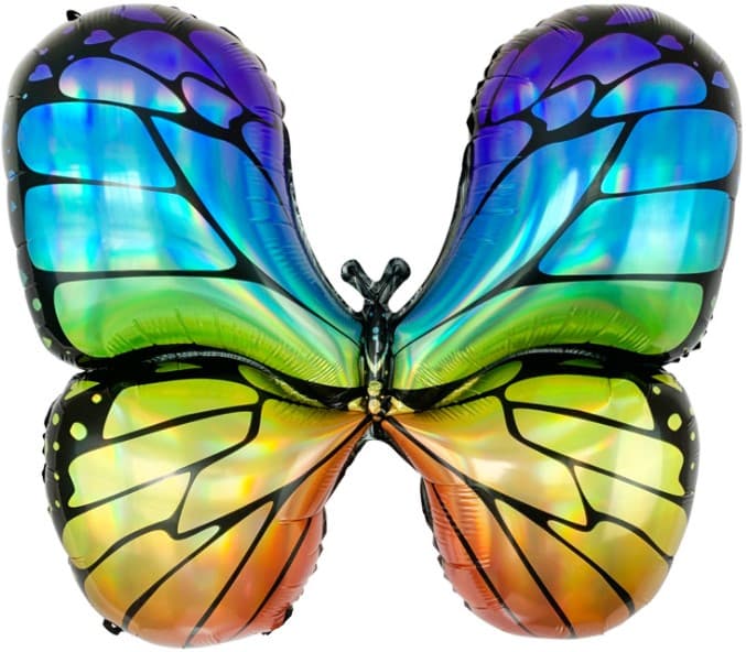 Шар (31''/79см) Фигура, Радужная бабочка, Голография, 1 шт. Шар (31''/79см) Фигура, Радужная бабочка, Голография, 1 шт.