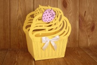 Подарочная упаковка (12*20,5*25см), Пирожное, МДФ 3мм, окрашен., Желтый-белый, 1 шт.