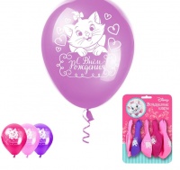 Шар (12"/30см) С Днём рождения, Кошечка Мари, 5 шт.