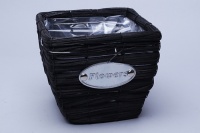 Кашпо из ивы (14*14*15см), черное, 1 шт.