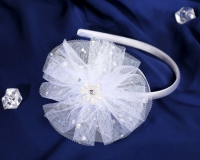 Ободок для волос "Выпускница" цветок, блеск, белый, 1 шт.