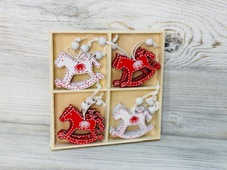 Игрушка на ёлку из дерева (4*5,5см), Лошадка, 12 шт.