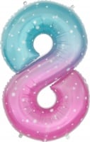 Шар (34''/86см) Цифра, 8 Нежные искры, Розовый, Градиент, 1 шт. в упак.