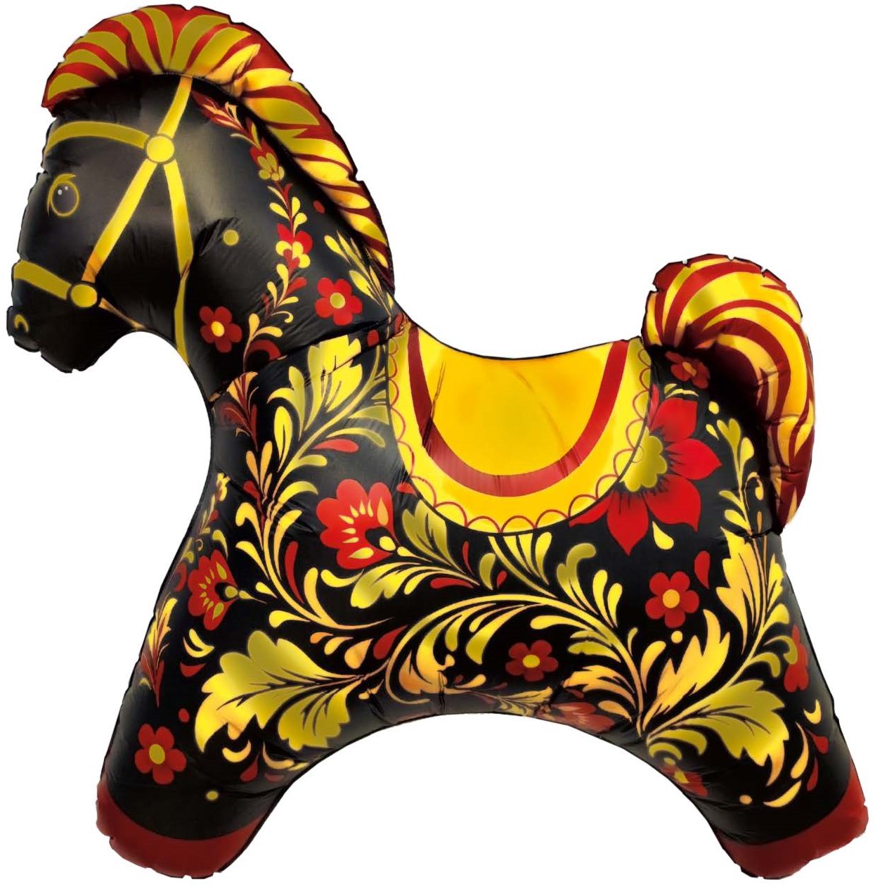 Шар (11''/28см) Мини-фигура, Лошадка Золотая роспись, 1 шт.