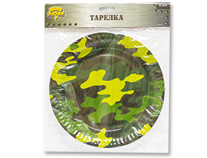 Тарелки бумажные (17см), Камуфляж, 6 шт.