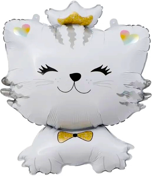 Шар (28''/71см) Фигура, Котенок Принцесса, Белый, 1 шт.