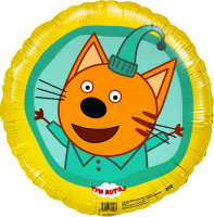 Шар (18''/46см) Круг, Три Кота, Компот, Желтый, 1 шт.